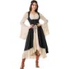 image:imageSCARLRT DARKNESS Women Renaissance Costume Underbust Pirate Peasant High Low Dress with PocketsBlack