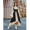 image:imageSCARLRT DARKNESS Women Renaissance Costume Underbust Pirate Peasant High Low Dress with PocketsBlack