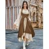 image:imageSCARLRT DARKNESS Women Renaissance Costume Underbust Pirate Peasant High Low Dress with PocketsBrown