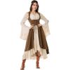 image:imageSCARLRT DARKNESS Women Renaissance Costume Underbust Pirate Peasant High Low Dress with PocketsBrown