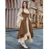 image:imageSCARLRT DARKNESS Women Renaissance Costume Underbust Pirate Peasant High Low Dress with PocketsBrown