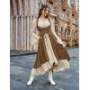 image:imageSCARLRT DARKNESS Women Renaissance Costume Underbust Pirate Peasant High Low Dress with PocketsBrown