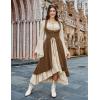 image:imageSCARLRT DARKNESS Women Renaissance Costume Underbust Pirate Peasant High Low Dress with PocketsBrown
