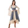 image:imageSCARLRT DARKNESS Women Renaissance Costume Underbust Pirate Peasant High Low Dress with PocketsDusty Blue
