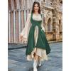 image:imageSCARLRT DARKNESS Women Renaissance Costume Underbust Pirate Peasant High Low Dress with PocketsForest Green