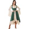 image:imageSCARLRT DARKNESS Women Renaissance Costume Underbust Pirate Peasant High Low Dress with PocketsForest Green