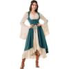 image:imageSCARLRT DARKNESS Women Renaissance Costume Underbust Pirate Peasant High Low Dress with PocketsIndigo