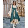 image:imageSCARLRT DARKNESS Women Renaissance Costume Underbust Pirate Peasant High Low Dress with PocketsIndigo