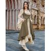 image:imageSCARLRT DARKNESS Women Renaissance Costume Underbust Pirate Peasant High Low Dress with PocketsKhaki
