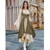 image:imageSCARLRT DARKNESS Women Renaissance Costume Underbust Pirate Peasant High Low Dress with PocketsKhaki