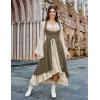 image:imageSCARLRT DARKNESS Women Renaissance Costume Underbust Pirate Peasant High Low Dress with PocketsKhaki