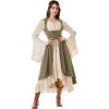 image:imageSCARLRT DARKNESS Women Renaissance Costume Underbust Pirate Peasant High Low Dress with PocketsKhaki