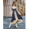 image:imageSCARLRT DARKNESS Women Renaissance Costume Underbust Pirate Peasant High Low Dress with PocketsNavy Blue