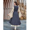 image:imageSCARLRT DARKNESS Women Renaissance Costume Underbust Pirate Peasant High Low Dress with PocketsNavy Blue