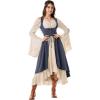 image:imageSCARLRT DARKNESS Women Renaissance Costume Underbust Pirate Peasant High Low Dress with PocketsNavy Blue