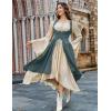 image:imageSCARLRT DARKNESS Women Renaissance Costume Underbust Pirate Peasant High Low Dress with PocketsPonderosa Green