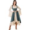 image:imageSCARLRT DARKNESS Women Renaissance Costume Underbust Pirate Peasant High Low Dress with PocketsPonderosa Green