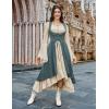 image:imageSCARLRT DARKNESS Women Renaissance Costume Underbust Pirate Peasant High Low Dress with PocketsPonderosa Green