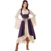 image:imageSCARLRT DARKNESS Women Renaissance Costume Underbust Pirate Peasant High Low Dress with PocketsPurple