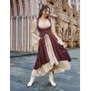 image:imageSCARLRT DARKNESS Women Renaissance Costume Underbust Pirate Peasant High Low Dress with PocketsWine