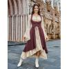 image:imageSCARLRT DARKNESS Women Renaissance Costume Underbust Pirate Peasant High Low Dress with PocketsWine