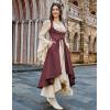 image:imageSCARLRT DARKNESS Women Renaissance Costume Underbust Pirate Peasant High Low Dress with PocketsWine
