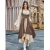 image:imageSCARLRT DARKNESS Women Renaissance Costume Underbust Pirate Peasant High Low Dress with PocketsWoodsmoke Brown