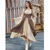 image:imageSCARLRT DARKNESS Women Renaissance Costume Underbust Pirate Peasant High Low Dress with PocketsWoodsmoke Brown