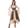 image:imageSCARLRT DARKNESS Women Renaissance Costume Underbust Pirate Peasant High Low Dress with PocketsWoodsmoke Brown