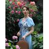image:imageScarlet Darkness Corset Tops for Women Renaissance Corset Floral Lace Up Bodyshaper BustierApricot Blue Flowers