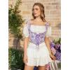 image:imageScarlet Darkness Corset Tops for Women Renaissance Underbust Corset Boned Lace Up CorsetsLight Purple Floral