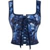 image:imageScarlet Darkness Renaissance Corset Top for Women Boned Laceup Overbust Bustier CorsetsNavy Floral