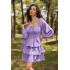 image:imageScarlet Darkness Renaissance Dress for Women Off Shoulder Long Sleeve Medieval Corset DressesPurple
