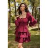 image:imageScarlet Darkness Renaissance Dress for Women Off Shoulder Long Sleeve Medieval Corset DressesRed