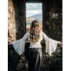 image:imageScarlet Darkness Women Bell Sleeve Smocked Top Off The Shoulder Peasant Blouse Renaissance Pirate ShirtApricot