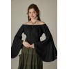 image:imageScarlet Darkness Women Bell Sleeve Smocked Top Off The Shoulder Peasant Blouse Renaissance Pirate ShirtBlack