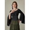image:imageScarlet Darkness Women Bell Sleeve Smocked Top Off The Shoulder Peasant Blouse Renaissance Pirate ShirtBlack