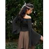 image:imageScarlet Darkness Women Bell Sleeve Smocked Top Off The Shoulder Peasant Blouse Renaissance Pirate ShirtBlack