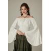 image:imageScarlet Darkness Women Bell Sleeve Smocked Top Off The Shoulder Peasant Blouse Renaissance Pirate ShirtWhite