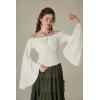 image:imageScarlet Darkness Women Bell Sleeve Smocked Top Off The Shoulder Peasant Blouse Renaissance Pirate ShirtWhite