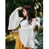 image:imageScarlet Darkness Women Bell Sleeve Smocked Top Off The Shoulder Peasant Blouse Renaissance Pirate ShirtWhite
