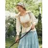 image:imageScarlet Darkness Womens Renaissance Shirt Peasant Off Shoulder Tops Smocked Waist Long Sleeve BlouseBeige