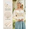 image:imageScarlet Darkness Womens Renaissance Shirt Peasant Off Shoulder Tops Smocked Waist Long Sleeve BlouseBeige