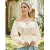 image:imageScarlet Darkness Womens Renaissance Shirt Peasant Off Shoulder Tops Smocked Waist Long Sleeve BlouseBeige