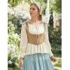 image:imageScarlet Darkness Womens Renaissance Shirt Peasant Off Shoulder Tops Smocked Waist Long Sleeve BlouseBeige