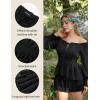 image:imageScarlet Darkness Womens Renaissance Shirt Peasant Off Shoulder Tops Smocked Waist Long Sleeve BlouseBlack
