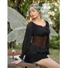 image:imageScarlet Darkness Womens Renaissance Shirt Peasant Off Shoulder Tops Smocked Waist Long Sleeve BlouseBlack
