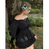 image:imageScarlet Darkness Womens Renaissance Shirt Peasant Off Shoulder Tops Smocked Waist Long Sleeve BlouseBlack