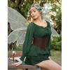 image:imageScarlet Darkness Womens Renaissance Shirt Peasant Off Shoulder Tops Smocked Waist Long Sleeve BlouseDark Green