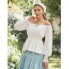 image:imageScarlet Darkness Womens Renaissance Shirt Peasant Off Shoulder Tops Smocked Waist Long Sleeve BlouseWhite